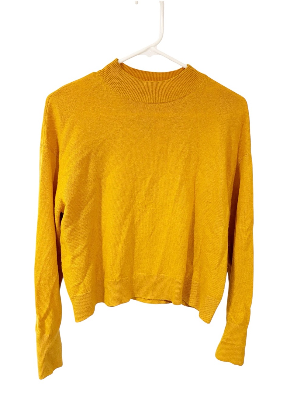 Everlane Cashmere Crop Mockneck Mustard Yellow Sweater Size Small